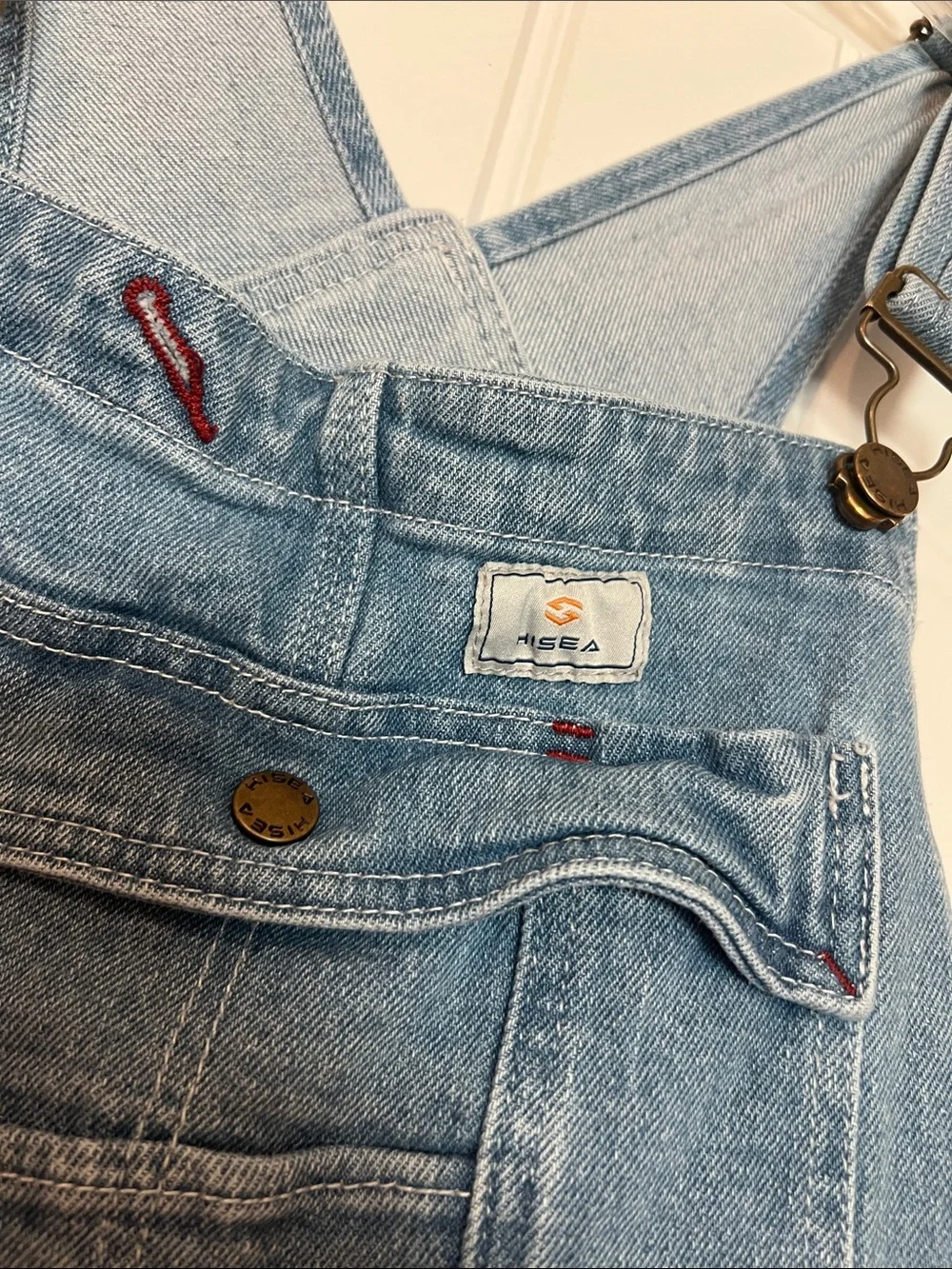 HISEA Men’s Denim Bib Overalls 34x32 Light Wash Utility Workwear Carpenter Denim